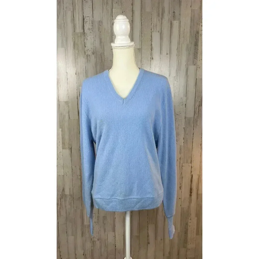 Vintage Arnold Palmer‎ Robert Bruce Men's Large Light Blue V-Neck Sweater